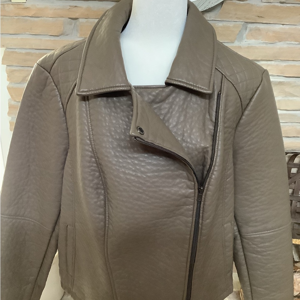 CLEARANCE Ladies Taupe Leather Jacket G by Giuliana